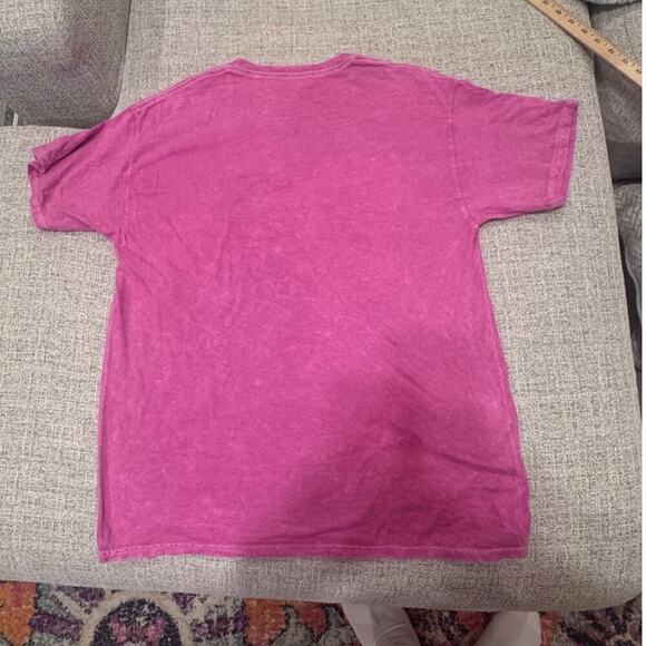 Nirvana Pink Women's Short Sleeve Nevermind Smiley Grunge Band T-Shirt Sz L - Picture 2 of 7